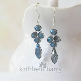 Navy blue crystal drop earrings, Silver or gold or rose gold finish STYLE: Grace