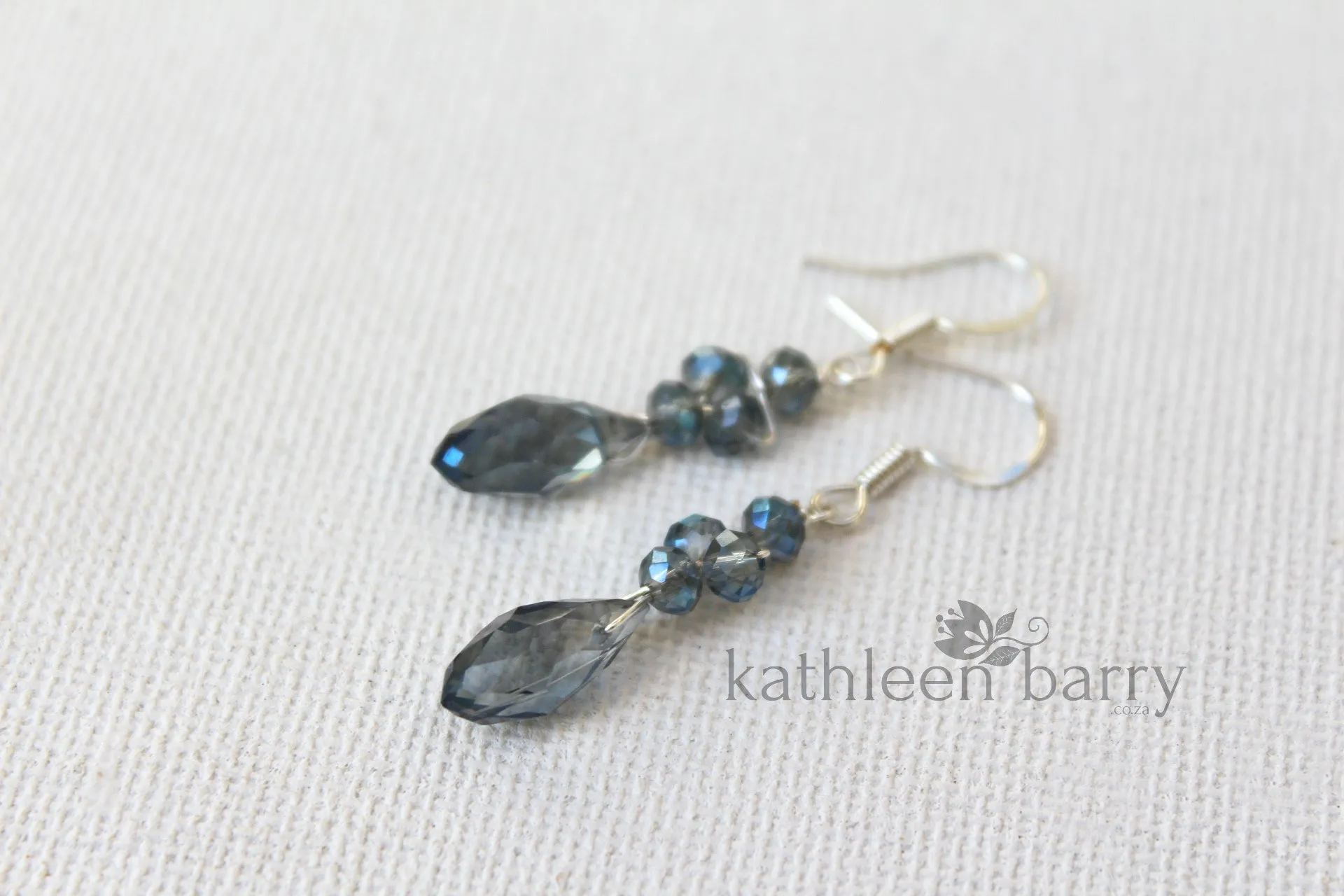 Navy blue crystal drop earrings, Silver or gold or rose gold finish STYLE: Grace