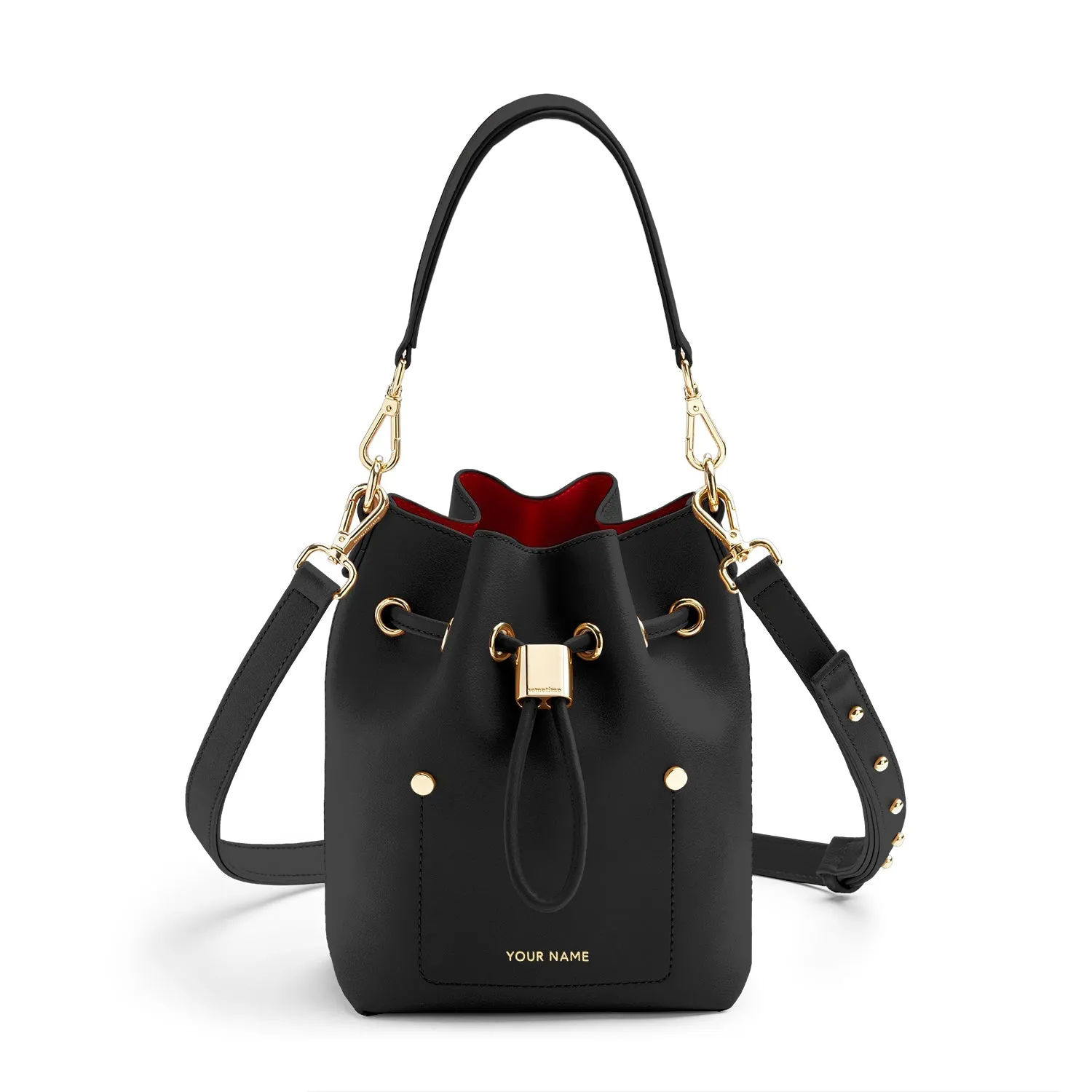 Niko-Niko Mini Bucket Bag - Black/Maroon