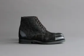 OneFourSeven.Charcoal Derby Boots From Elephant Leather