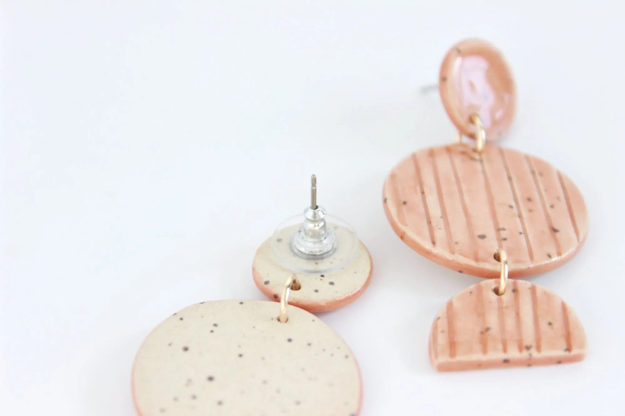 Orange Stacked Shapes Statement Earrings