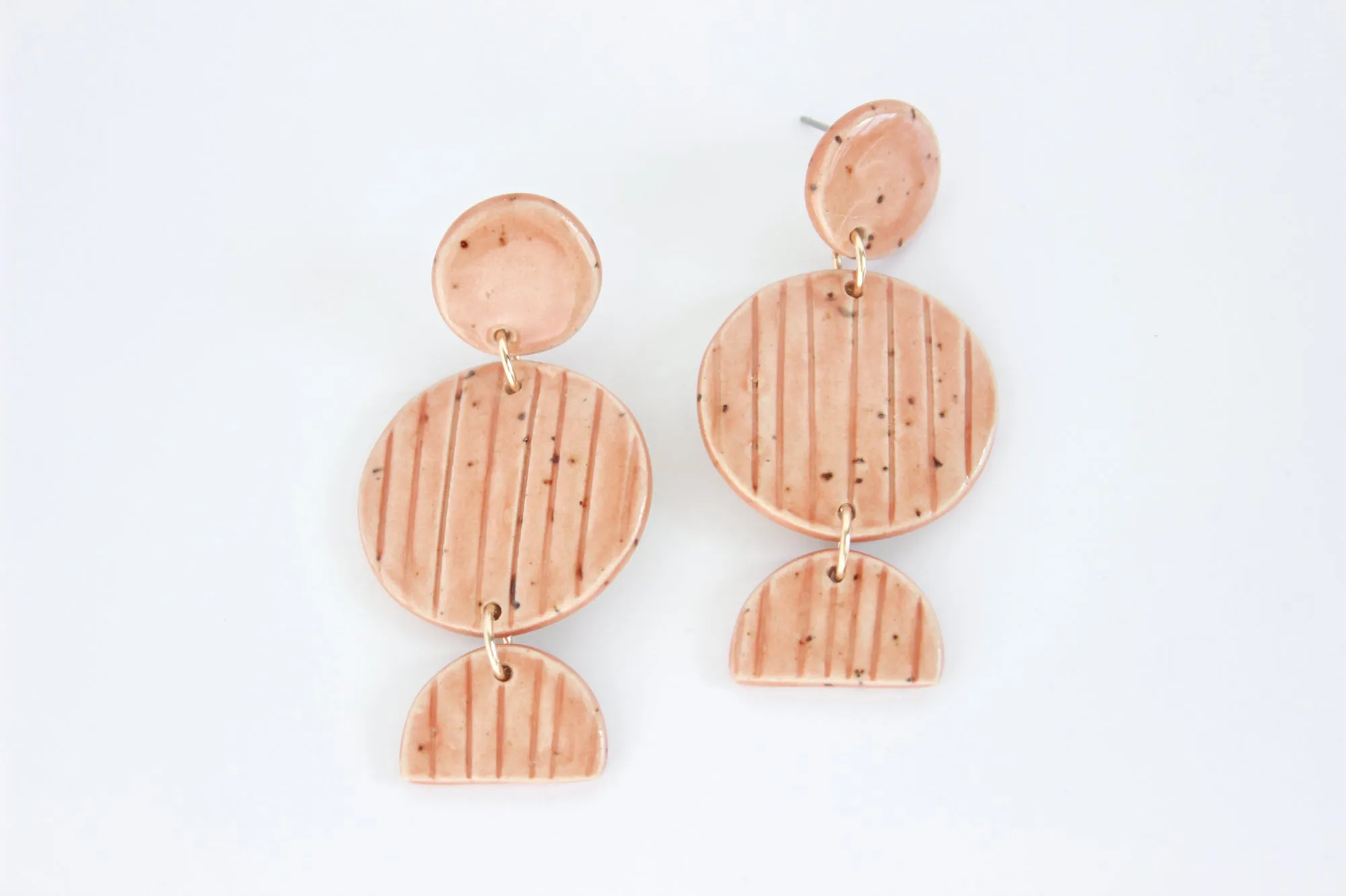 Orange Stacked Shapes Statement Earrings