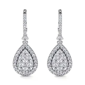 "Alliance" Diamond Earrings with Pear Shape Drop Cluster, 2.20 CT