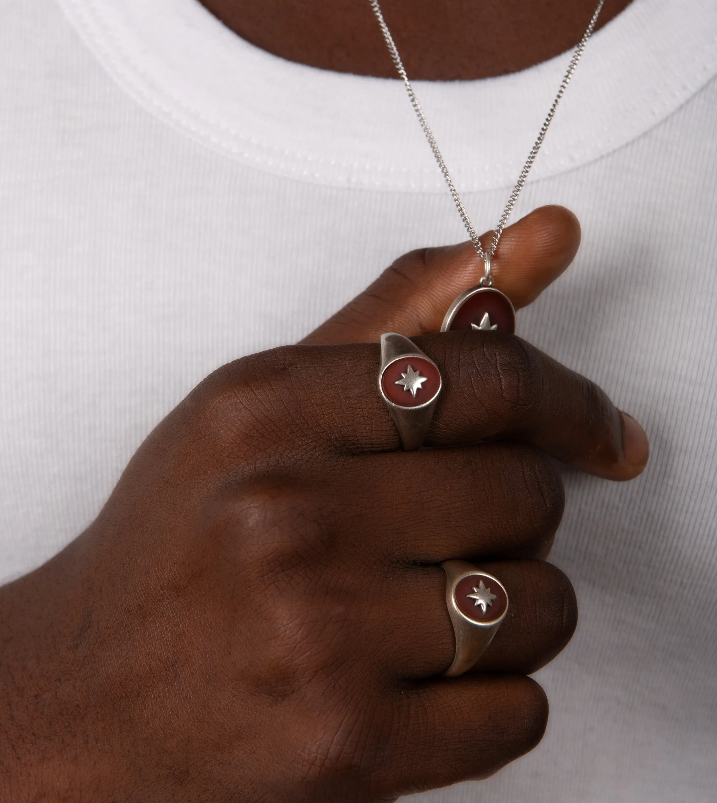 Red Carnelian "Rio" Sterling Silver Signet Ring