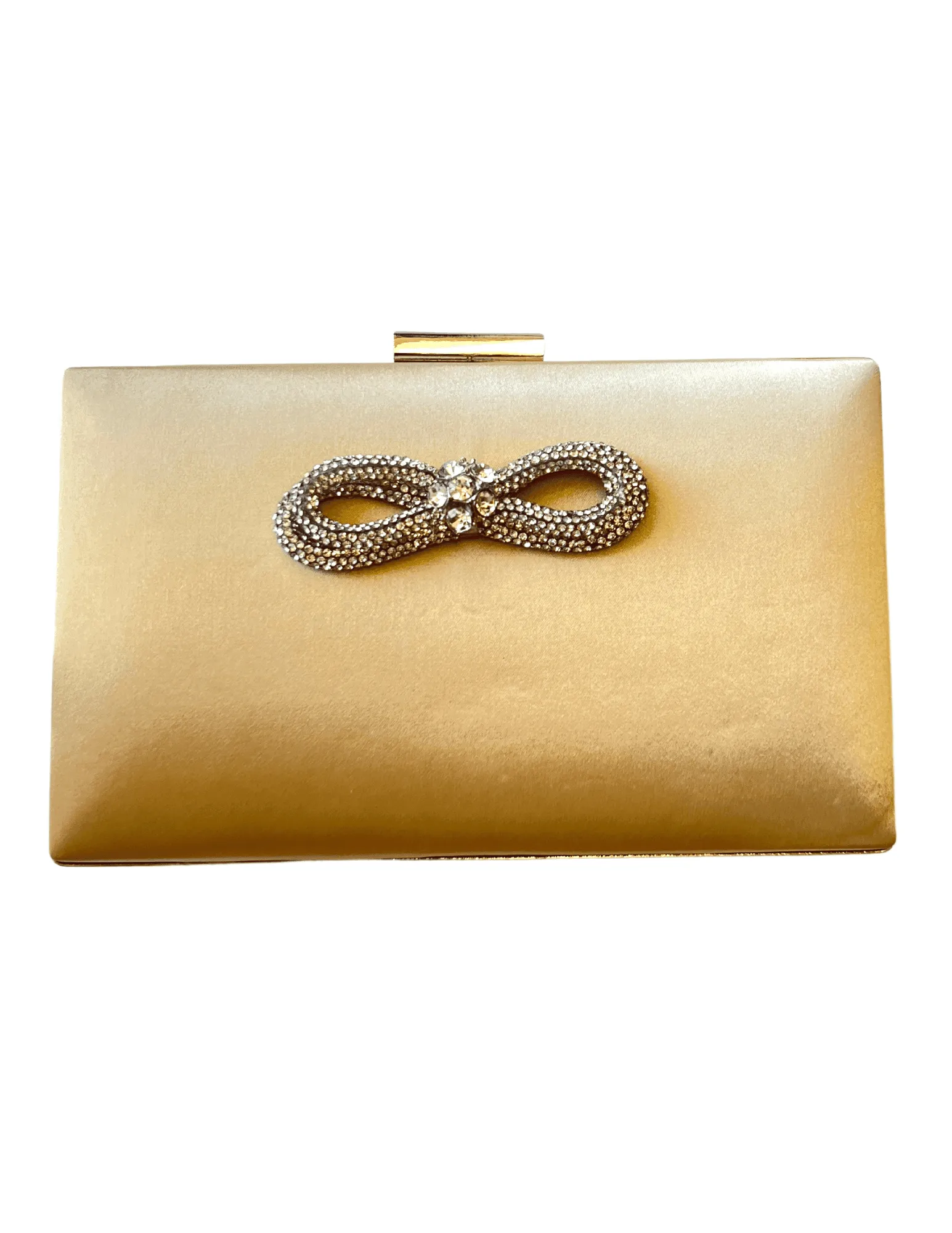 Rhinestone Bow Satin Clutch