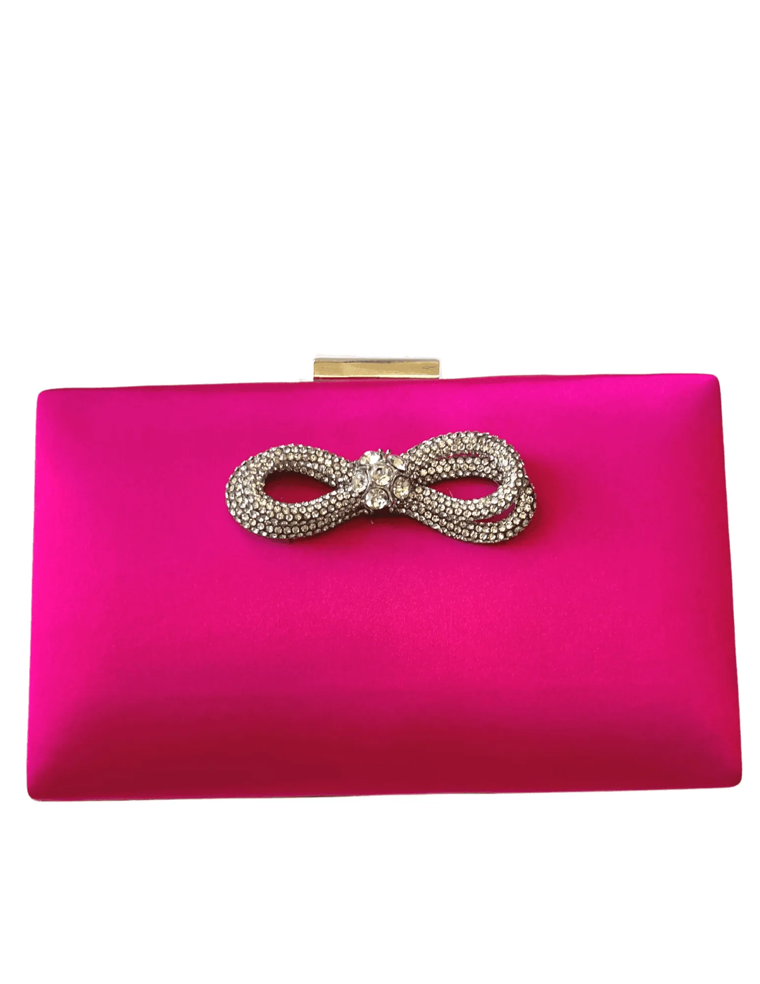 Rhinestone Bow Satin Clutch