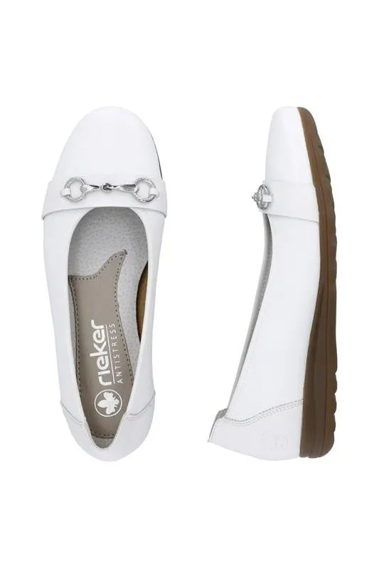 Rieker L9360-80 white leather pump