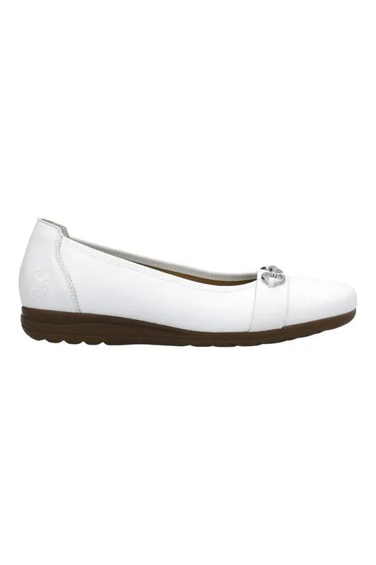 Rieker L9360-80 white leather pump