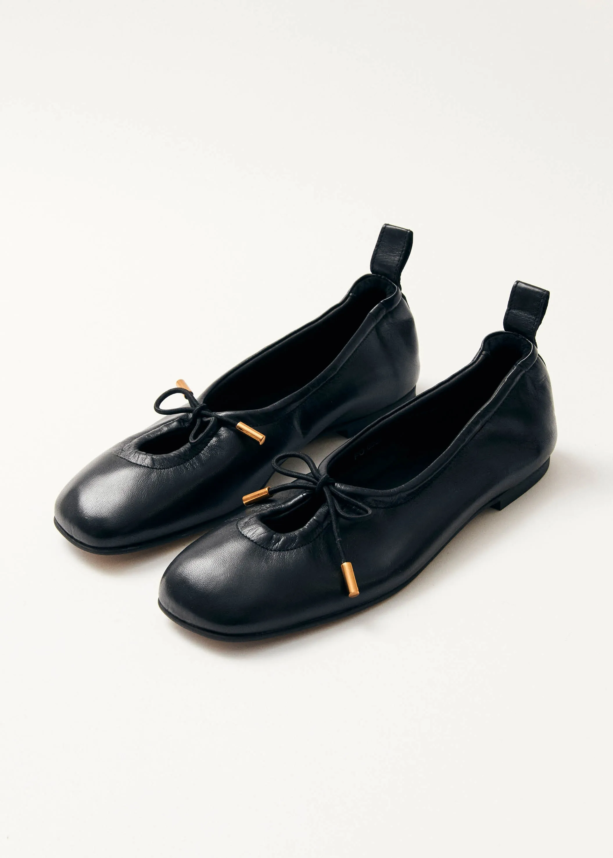 Rosalind Black Leather Ballet Flats