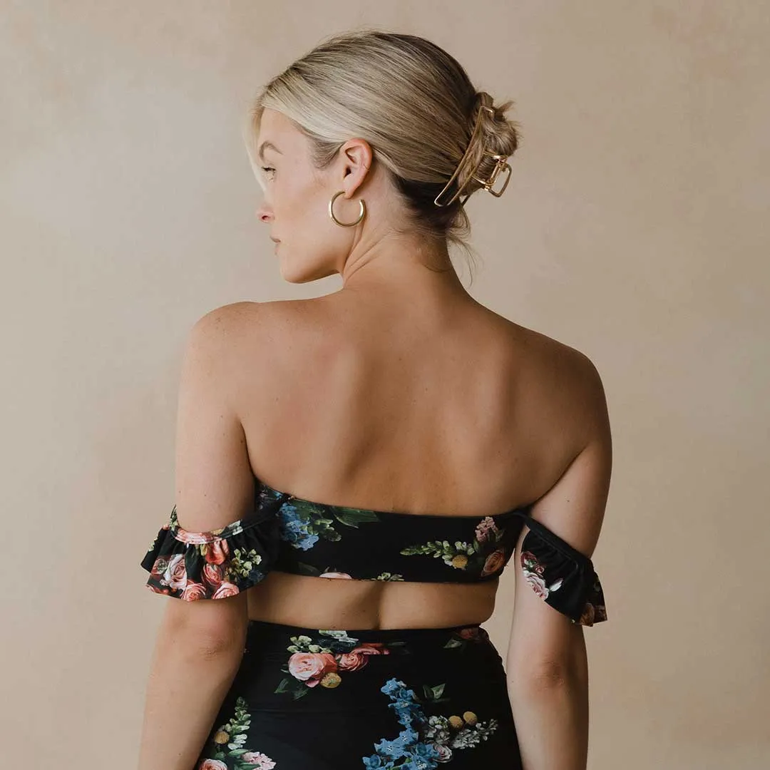 Rose Black Bella Crop Top