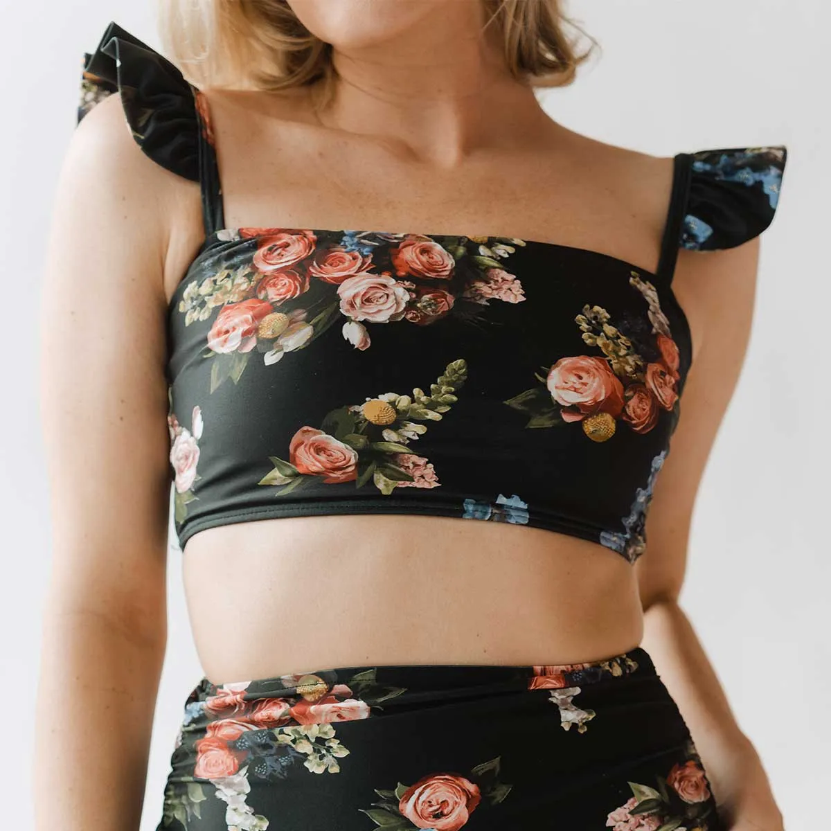 Rose Black Bella Crop Top