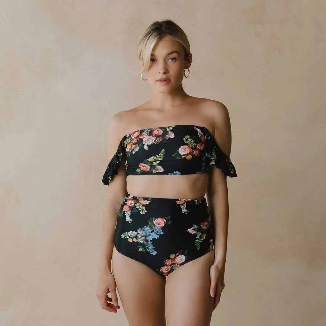 Rose Black Bella Crop Top