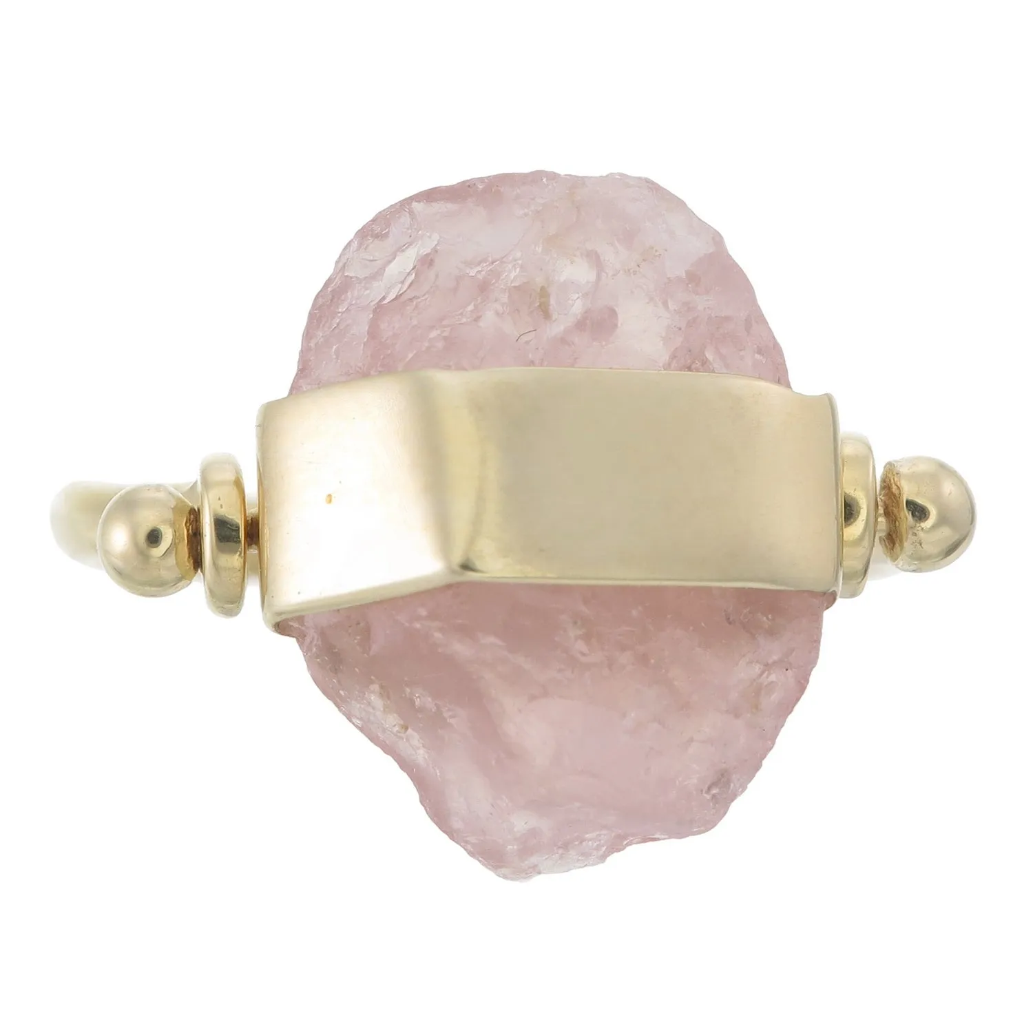 ROUGH GEM - SWIVEL RING - ROSE QUARTZ - GOLD