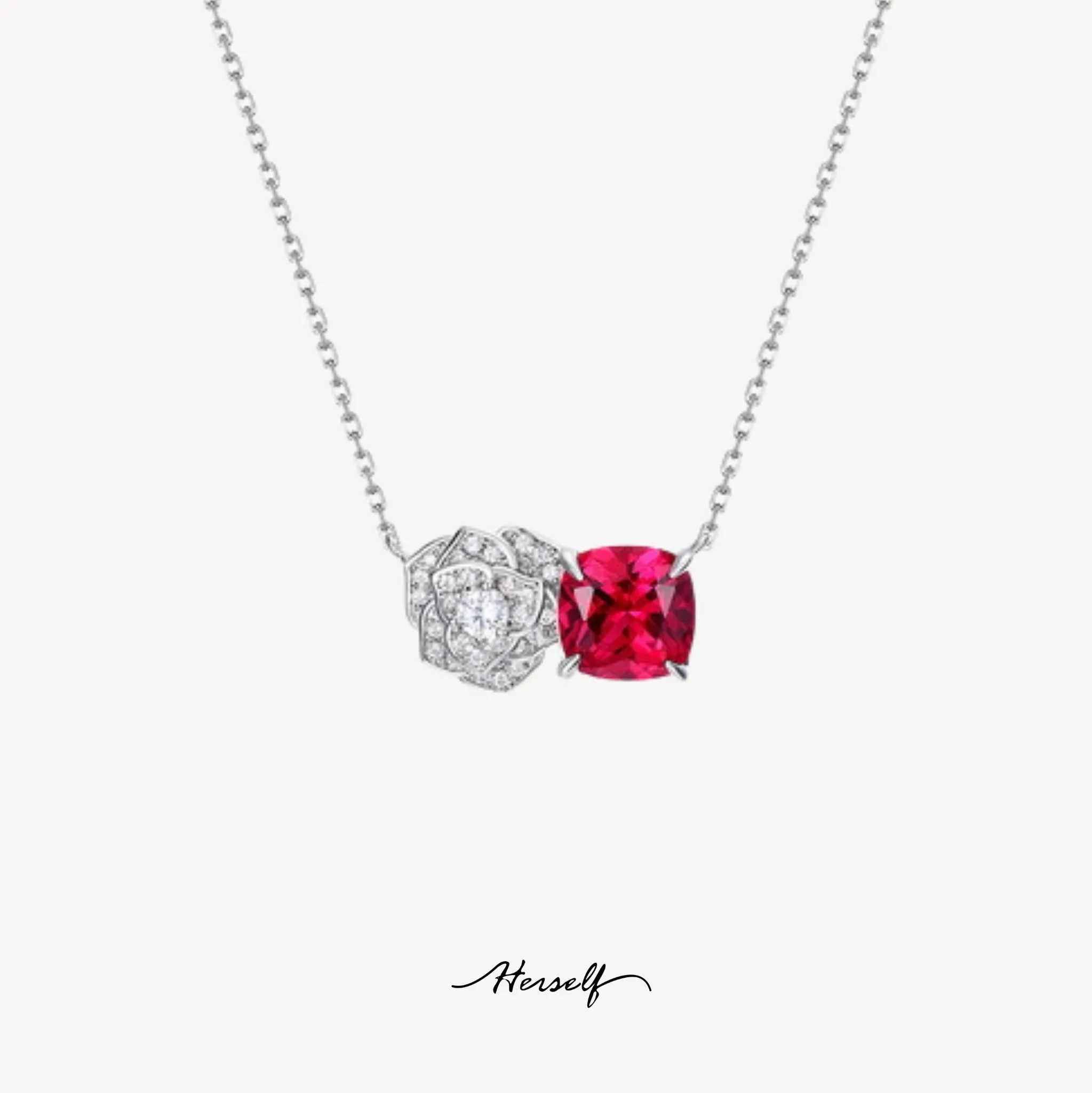 Ruby Shining Rose Necklace