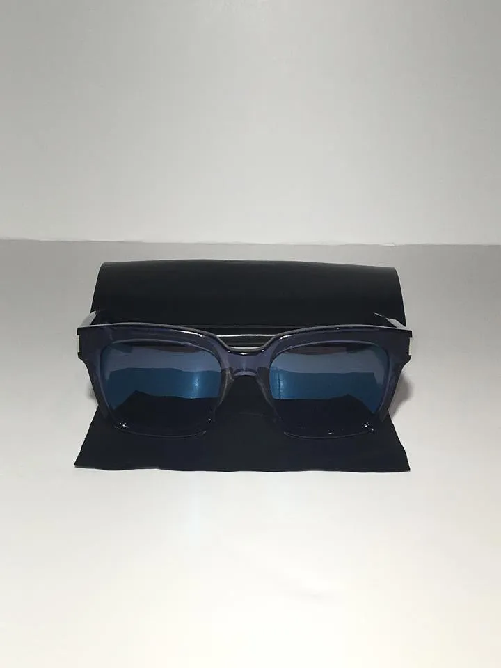 Saint Laurent - Bold Transparent Blue Framed Sunglasses with Purple Lenses