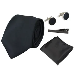 Satin Silk Tie Gift Set Pocket Square Cuff Links Tie Shiny Satin