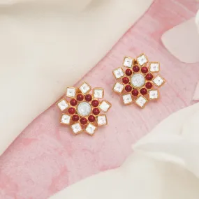 Silver 92.5 Red Kundan Earring