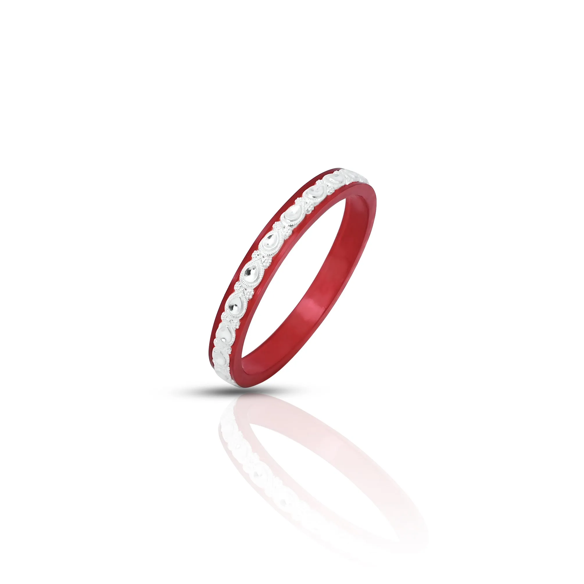 Silver "Diva's Grace" Red Bangles for Women