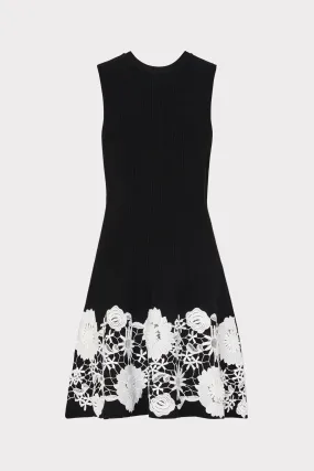 Sleeveless Lace Trim Fit And Flare Dress