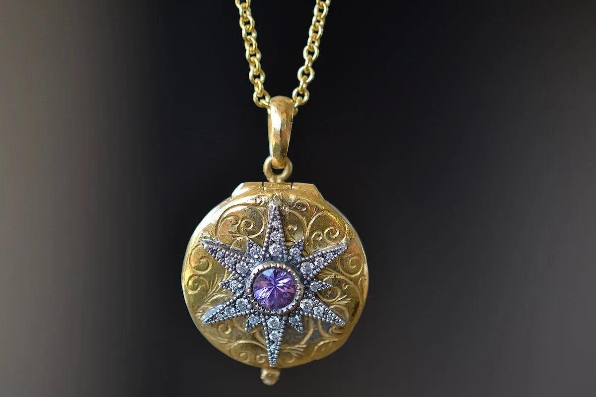 Star Locket with Purple Sapphire