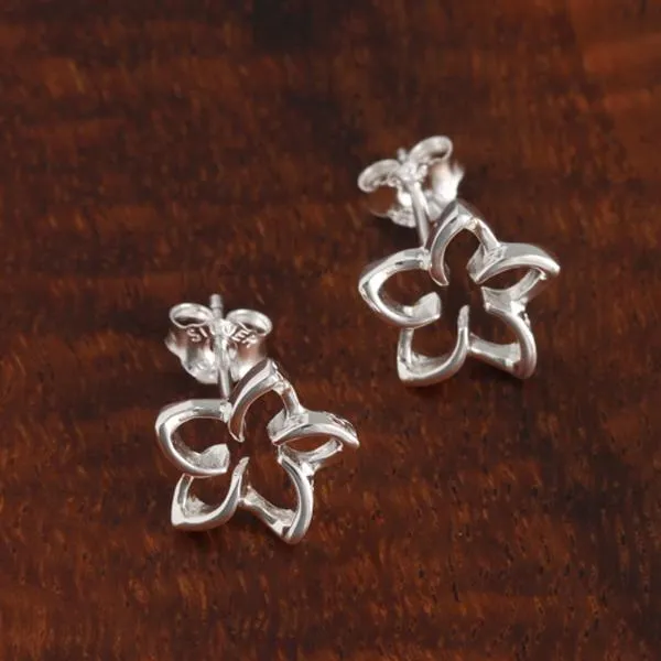 Sterling Silver 10mm Floating Plumeria Post Earrings