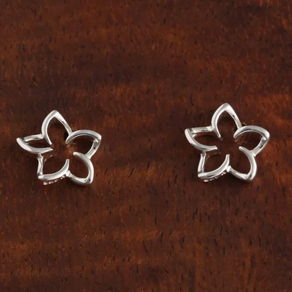 Sterling Silver 10mm Floating Plumeria Post Earrings