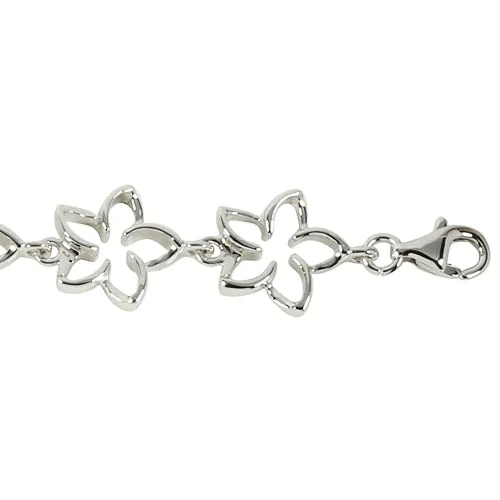 Sterling Silver 12mm Floating Plumeria Bracelet