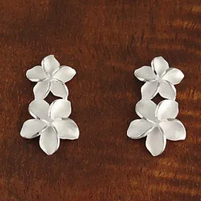 Sterling Silver Double Plumeria Post Earrings