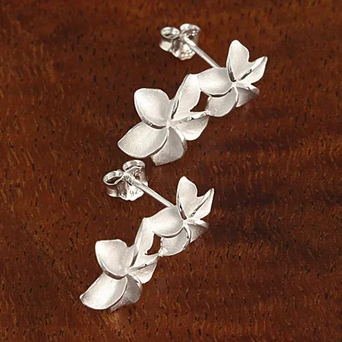 Sterling Silver Double Plumeria Post Earrings