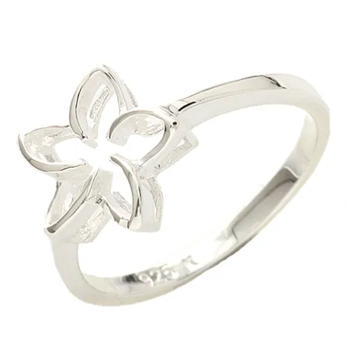 Sterling Silver Floating 12mm Plumeria Ring