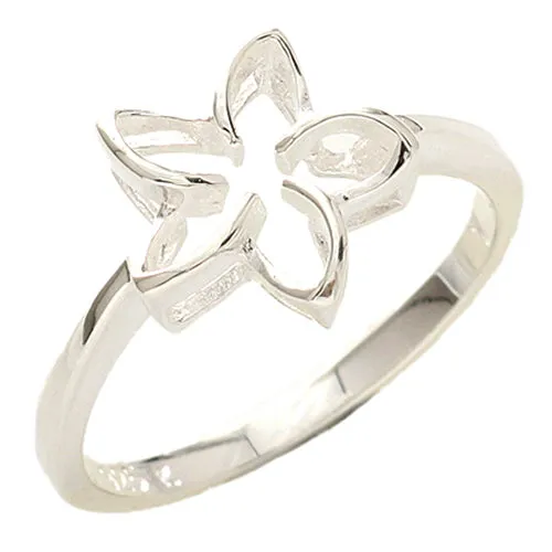 Sterling Silver Floating 12mm Plumeria Ring