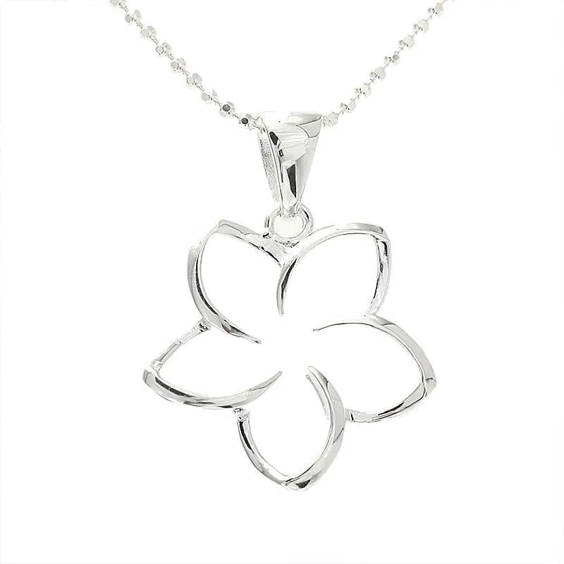 Sterling Silver Floating Plumeria Pendant (S/L/XL) (Chain Sold Separately)