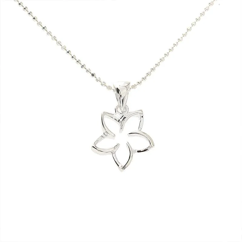 Sterling Silver Floating Plumeria Pendant (S/L/XL) (Chain Sold Separately)