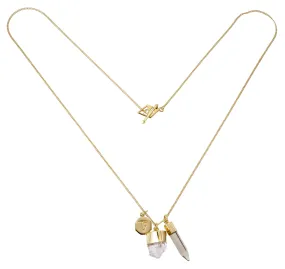 SUPERPOWER CHARM NECKLACE - ROSE WITH SMOKY QUARTZ - GOLD