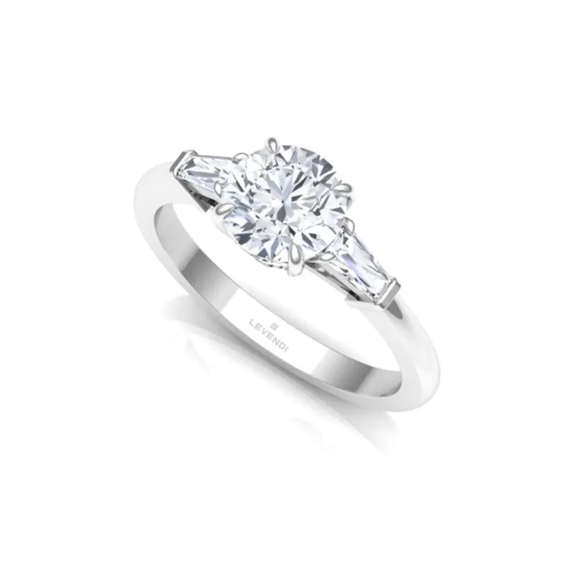 Trilogy Round Baguette Engagement Ring