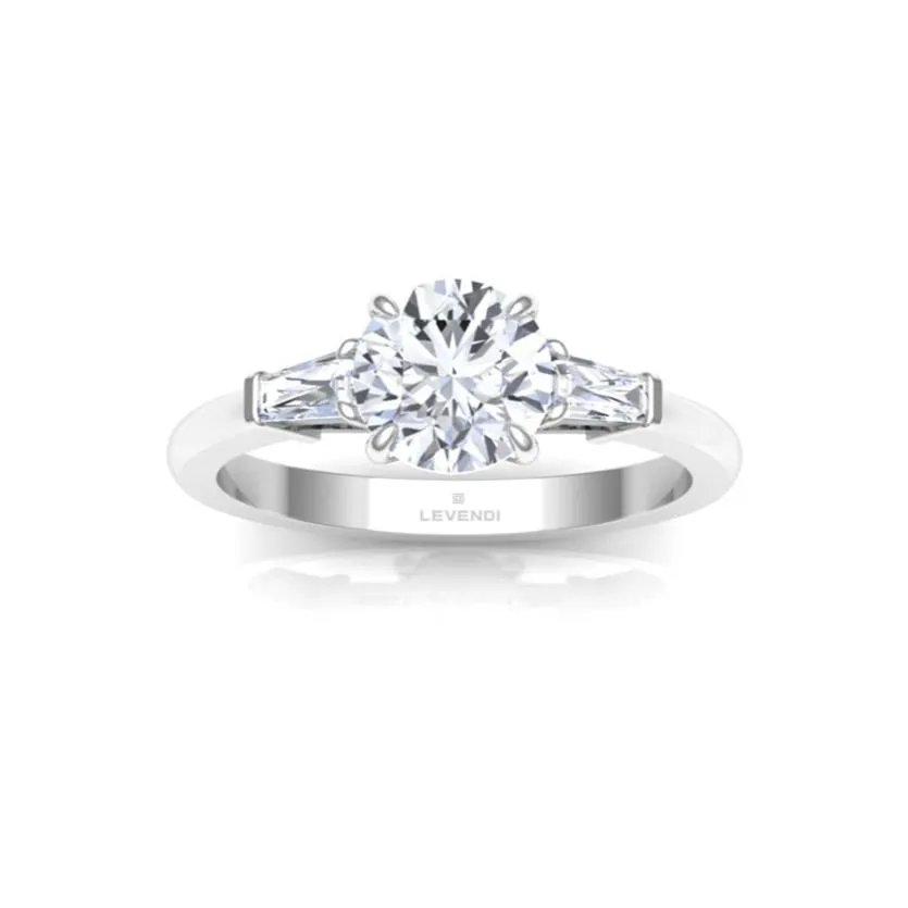 Trilogy Round Baguette Engagement Ring