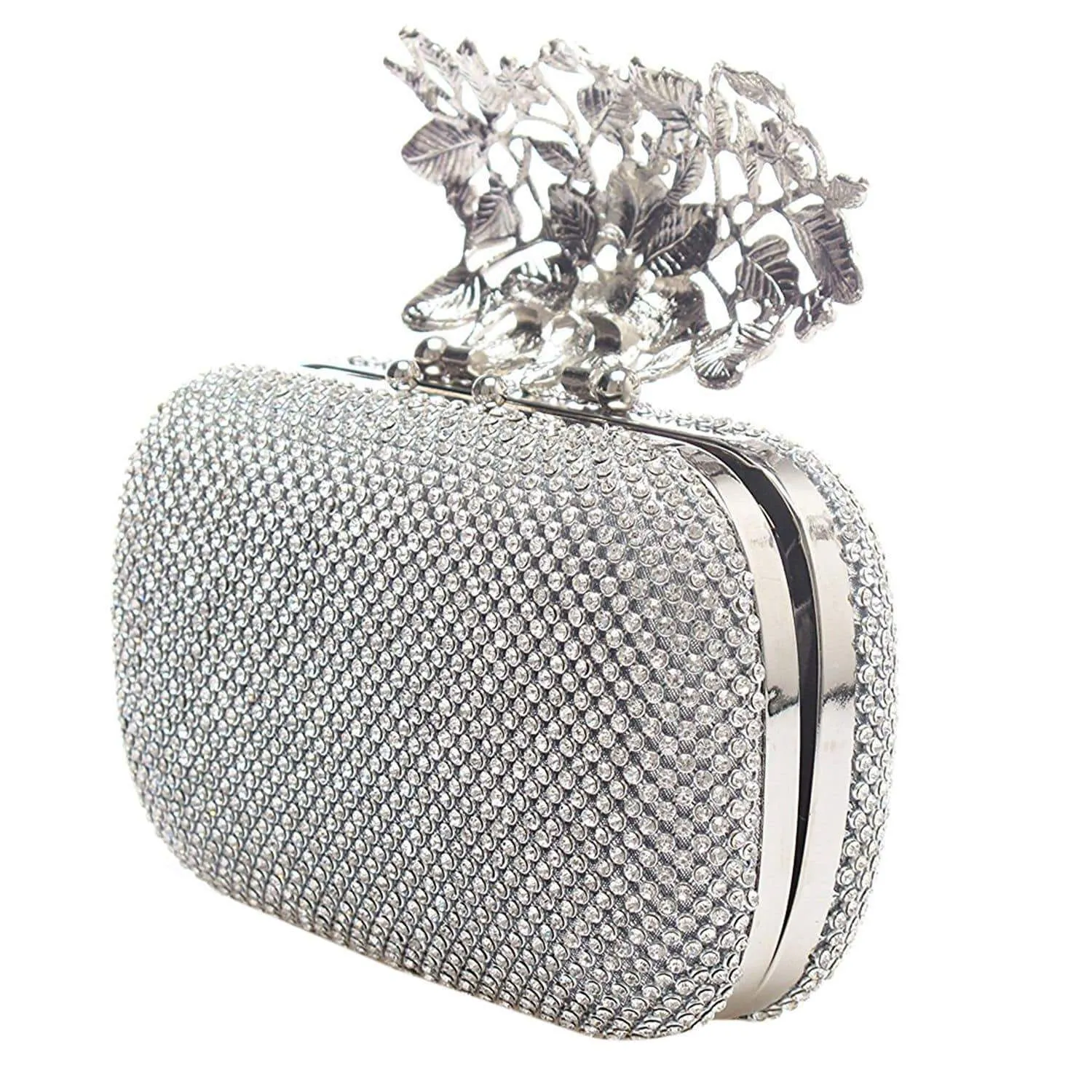 Women Flower Crystal Clutch Evening Bag