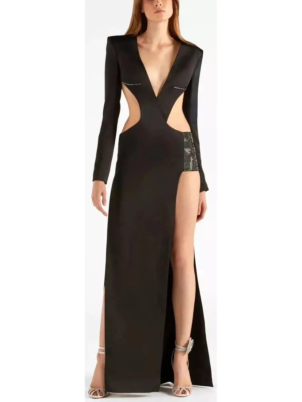 Women’s Black Evening Dress with Rhinestones