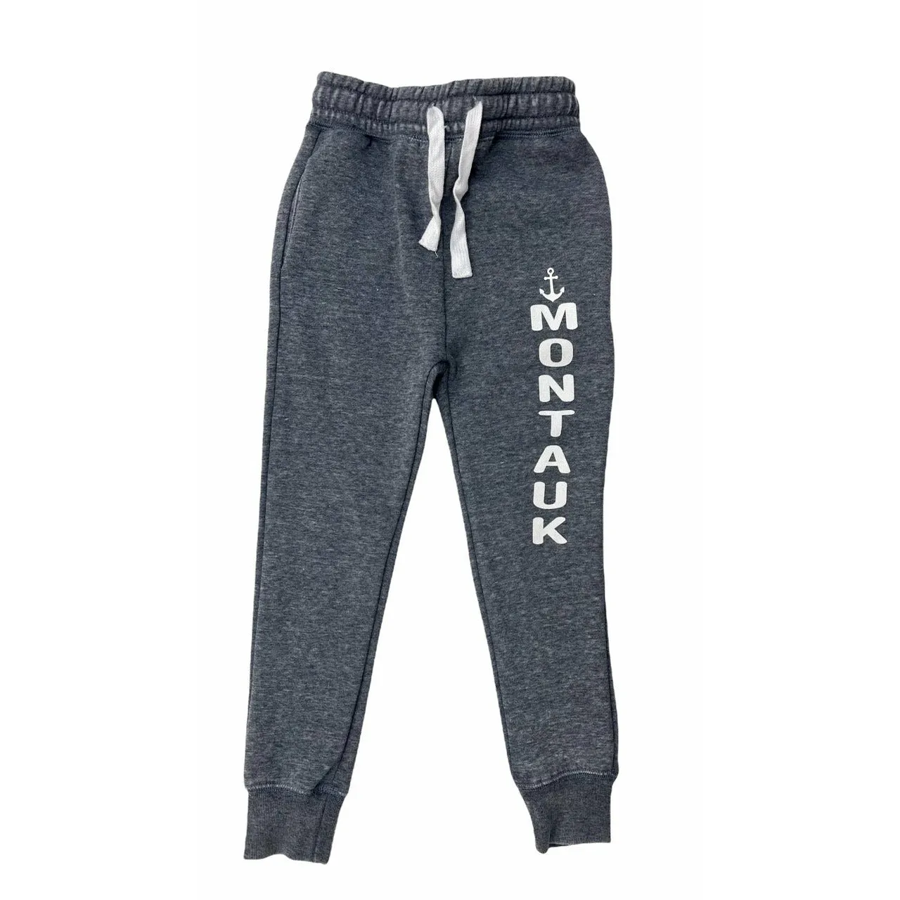 Youth Montauk Anchor Joggers with Drawstring and Pockets in Denim Grey